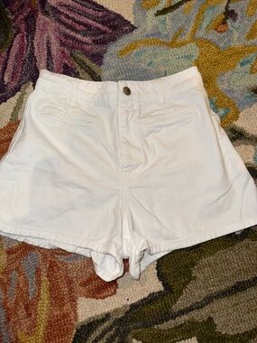 Zara White High-Waist Jean Shorts